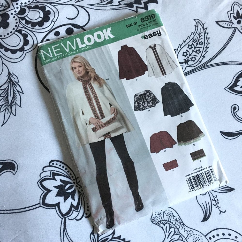NWOT Vintage 90s Uncut Cape Sewing Pattern New Look - Picture 4 of 6